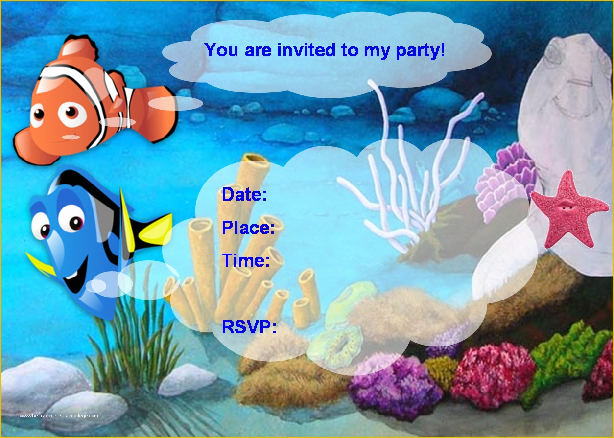 Finding Nemo Invitation Template Free Of Finding Nemo Birthday Party Invitation Free Pdf