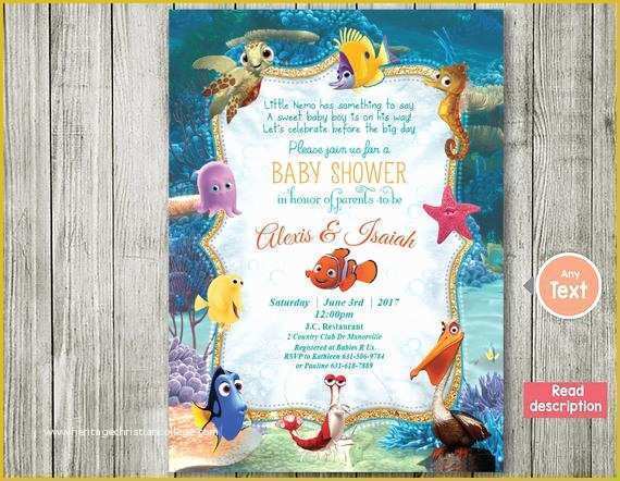 Finding Nemo Invitation Template Free Of Finding Nemo Invitation Baby Shower Invitation Nemo Baby