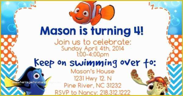 Finding Nemo Invitation Template Free Of Finding Nemo Invitation Printable 4x6 File by