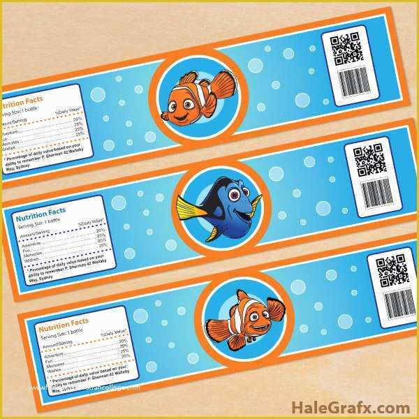 Finding Nemo Invitation Template Free Of Free Printable Finding Nemo Water Bottle Labels