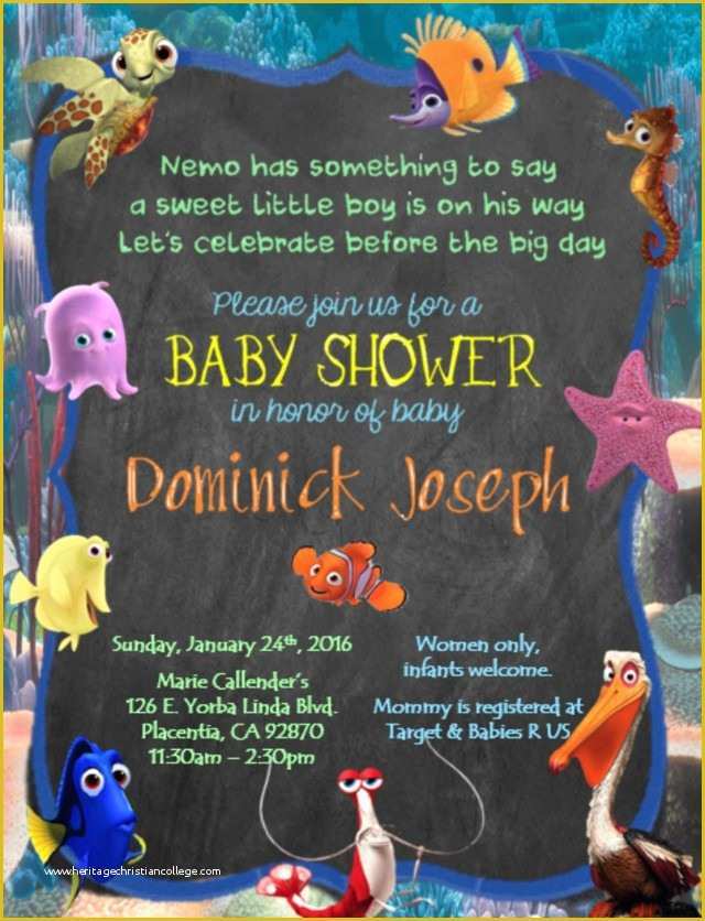 Finding Nemo Invitation Template Free Of Invitation Template Finding Nemo Baby Shower Invitations