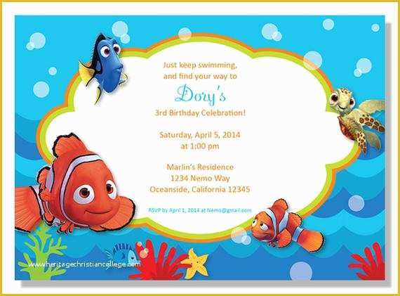 Finding Nemo Invitation Template Free Of Nemo Birthday Invitations Digital File