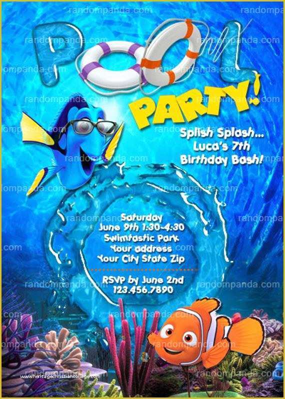 Finding Nemo Invitation Template Free Of Printable Finding Nemo Invitation Finding Nemo Pool Party