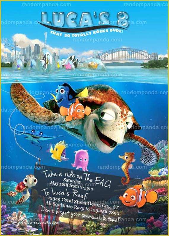 Finding Nemo Invitation Template Free Of Printable Finding Nemo Invitation Turtle Party Dory Birthday