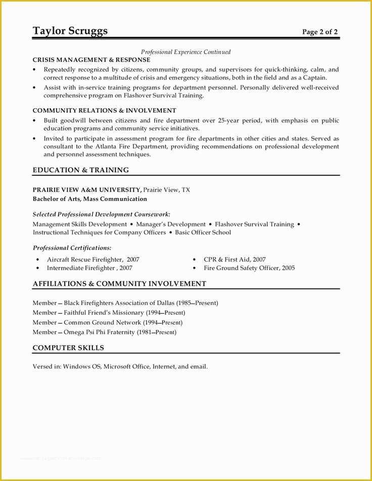 Firefighter Resume Templates Free Of 17 Best Images About Resume On Pinterest