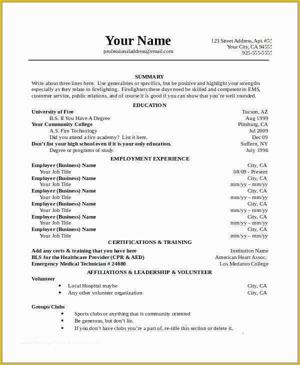 Firefighter Resume Templates Free Of 51 Inspirational Models Firefighter Resume Templates