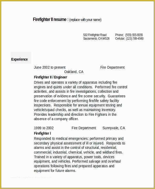Firefighter Resume Templates Free Of 51 Inspirational Models Firefighter Resume Templates