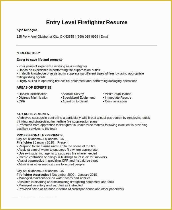 Firefighter Resume Templates Free Of 7 Firefighter Resume Templates Pdf Doc