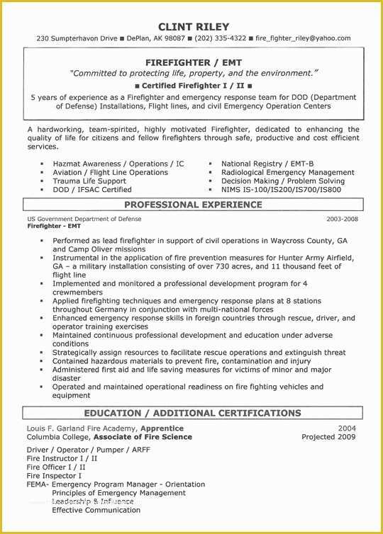 43 Firefighter Resume Templates Free