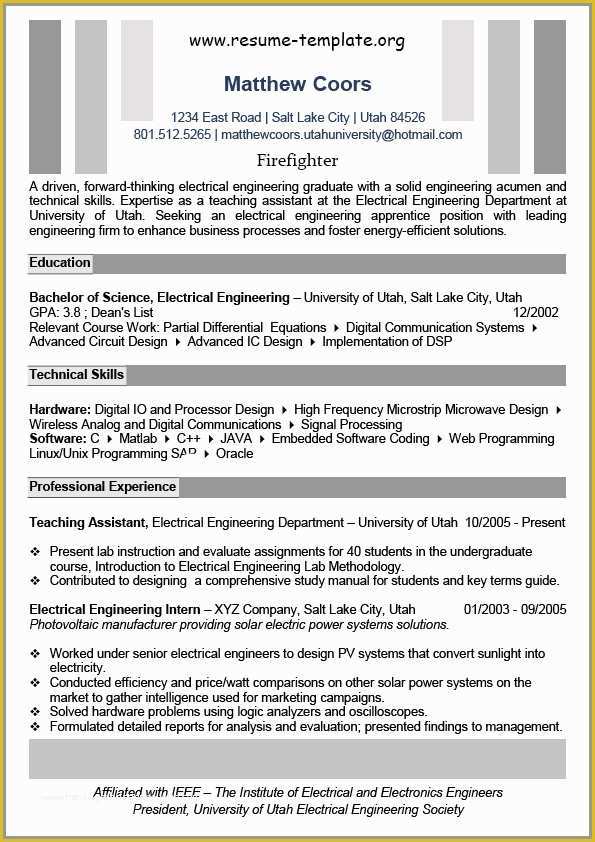 Firefighter Resume Templates Free Of Firefighter Resume Resume Examples and Resume On Pinterest