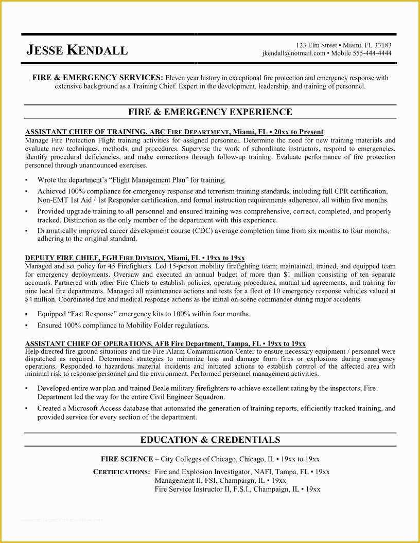 Firefighter Resume Templates Free Of Firefighter Resume Template Image Collections