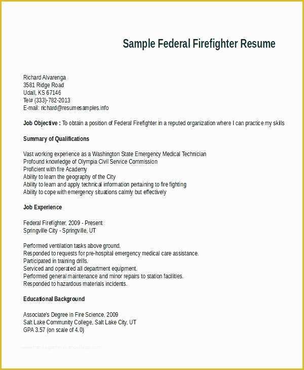 Firefighter Resume Templates Free Of Sample Firefighter Resume – Dew Drops