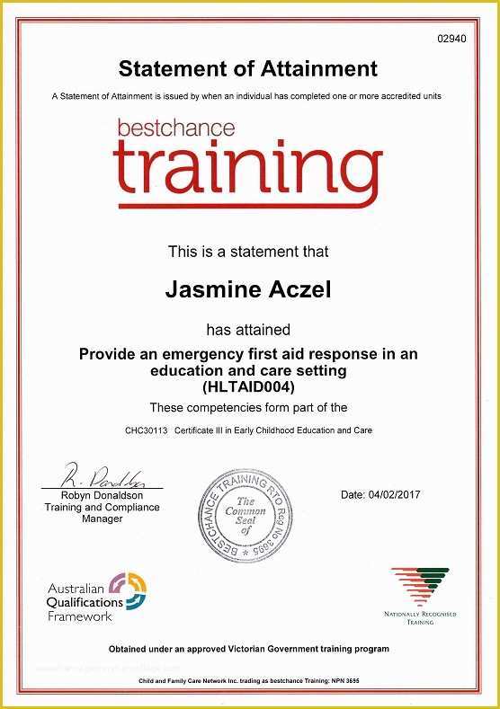 First Aid Certificate Template Free Of About Jasmine Aczel Emergency Medical Response