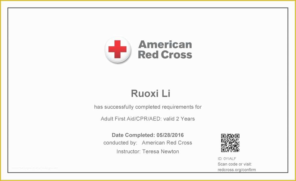 First Aid Certificate Template Free Of Fake American Red Cross Certification Template Red Cross