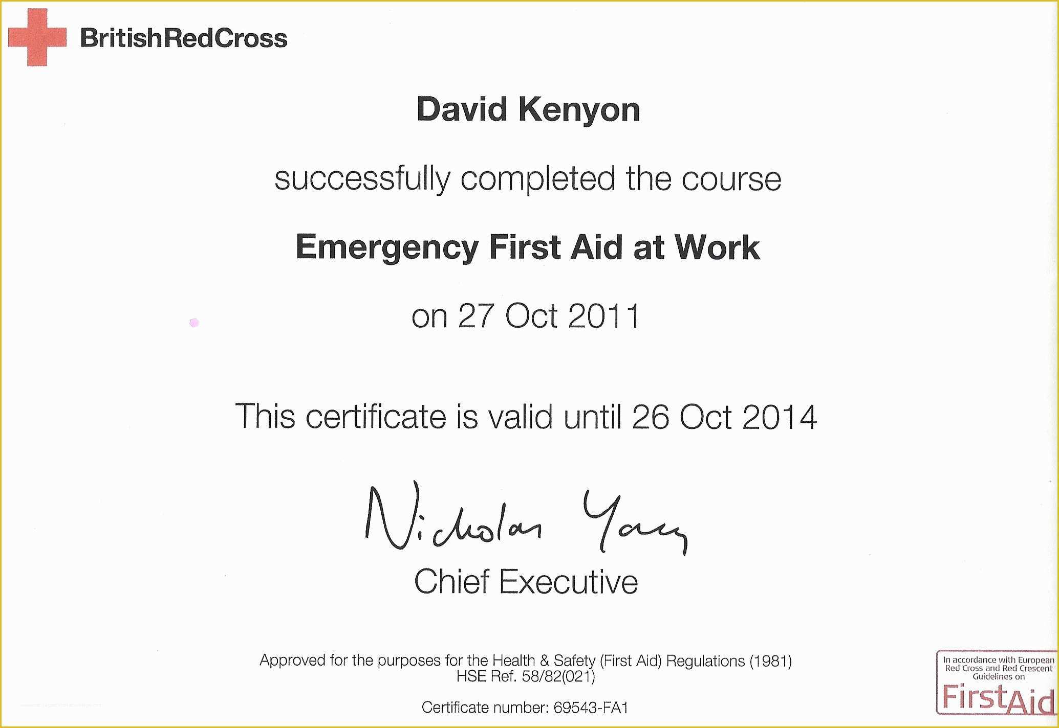 First Aid Certificate Template Free Of First Aid Certificate Template Free