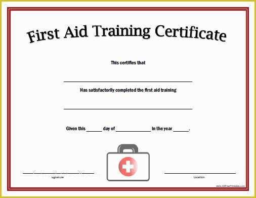 First Aid Certificate Template Free Of First Aid Training Certificate Free Printable