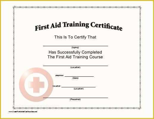 First Aid Certificate Template Free Of This Certificate with A Red Cross Seal Certifies the