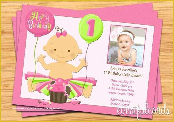 First Birthday Invitation Templates Free Download Of 1st Birthday Cake Smash Party Invitation Printable Diy