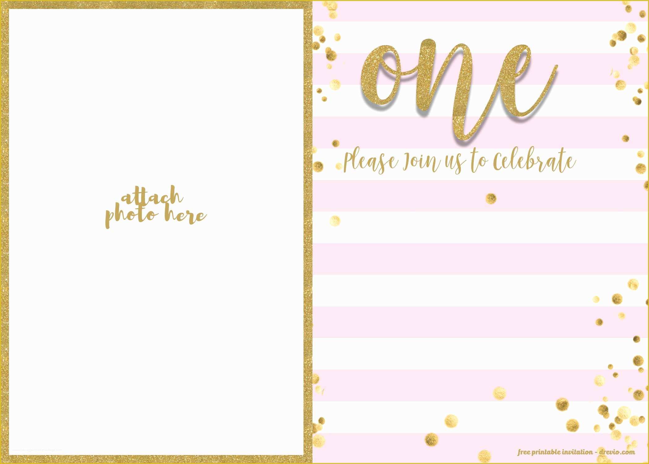 First Birthday Invitation Templates Free Download Of Free 1st Birthday Invitation Pink and Gold Glitter