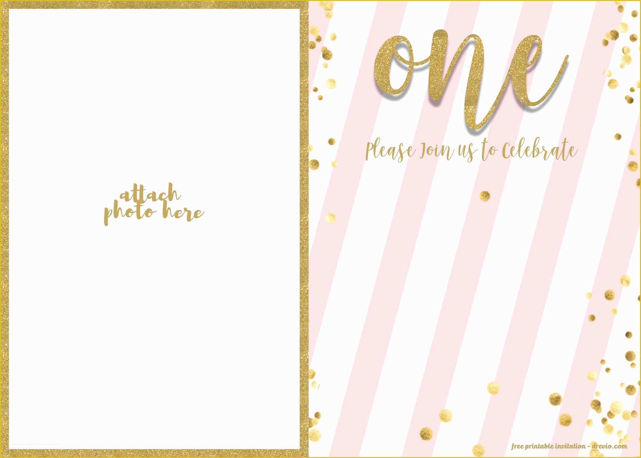 First Birthday Invitation Templates Free Download Of Free 1st Birthday Invitation Pink and Gold Glitter