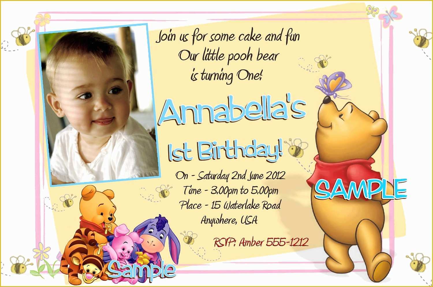 First Birthday Invitation Templates Free Download Of Winnie the Pooh Birthday Invitations Printable Card