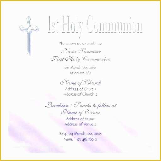 First Communion Card Templates Free Of First Holy Munion Invitation Templates Free