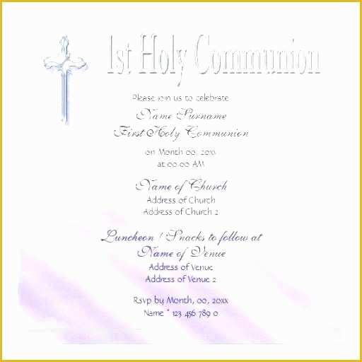 First Communion Card Templates Free Of First Holy Munion Invitation Templates Free