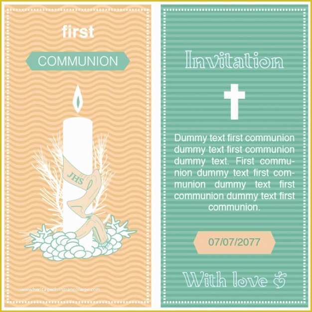 First Communion Card Templates Free Of First Munion Invitation Template Vector