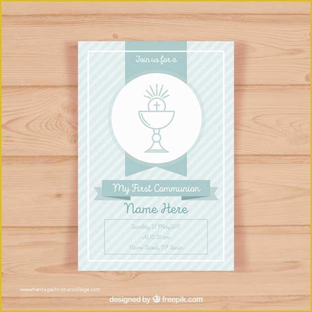 First Communion Card Templates Free Of First Munion Invitation Template Vector