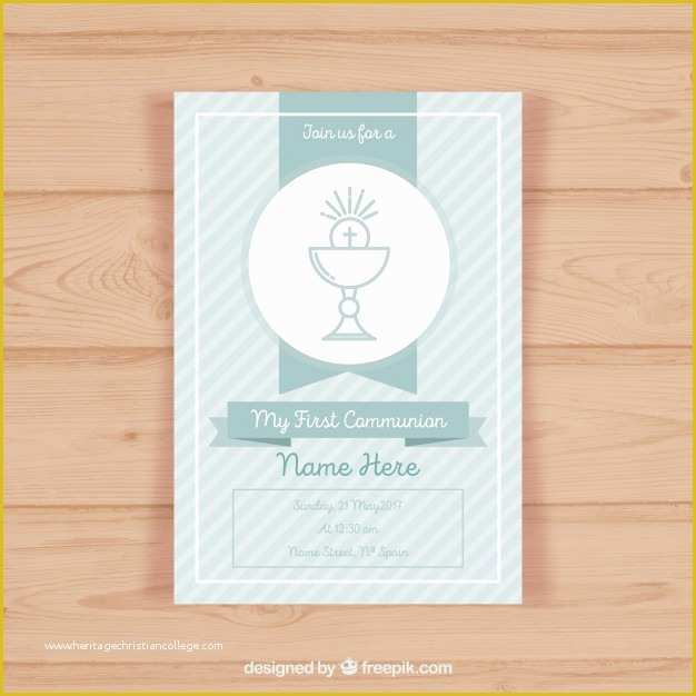 First Communion Card Templates Free Of First Munion Invitation Template Vector