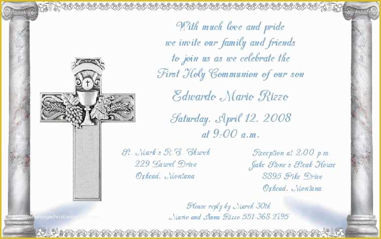 First Communion Card Templates Free Of Holy Munion Invitations Template