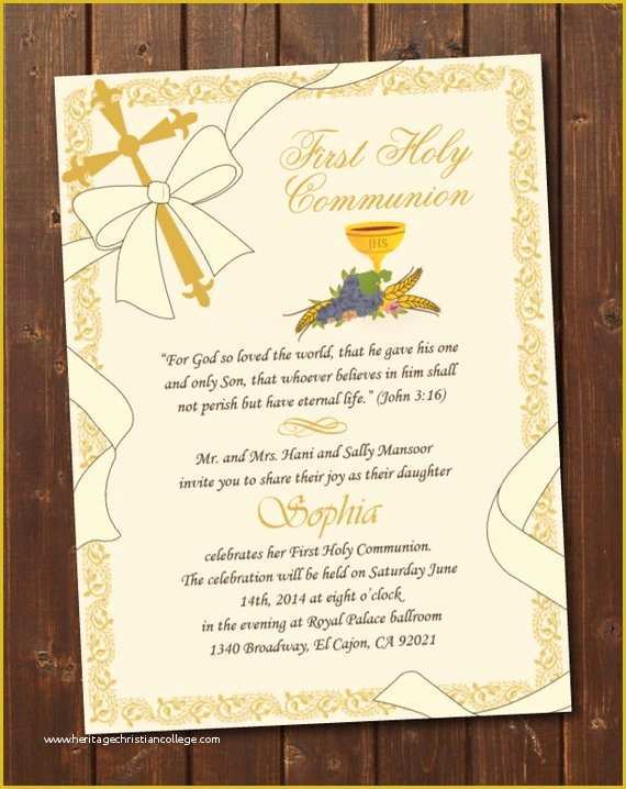 First Communion Card Templates Free Of Printable First Holy Munion Invitation E Card First Holy