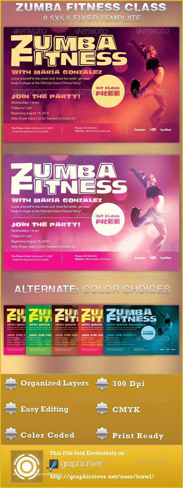 Fitness Poster Template Free Of Zumba Fitness Class Flyer Template On Behance