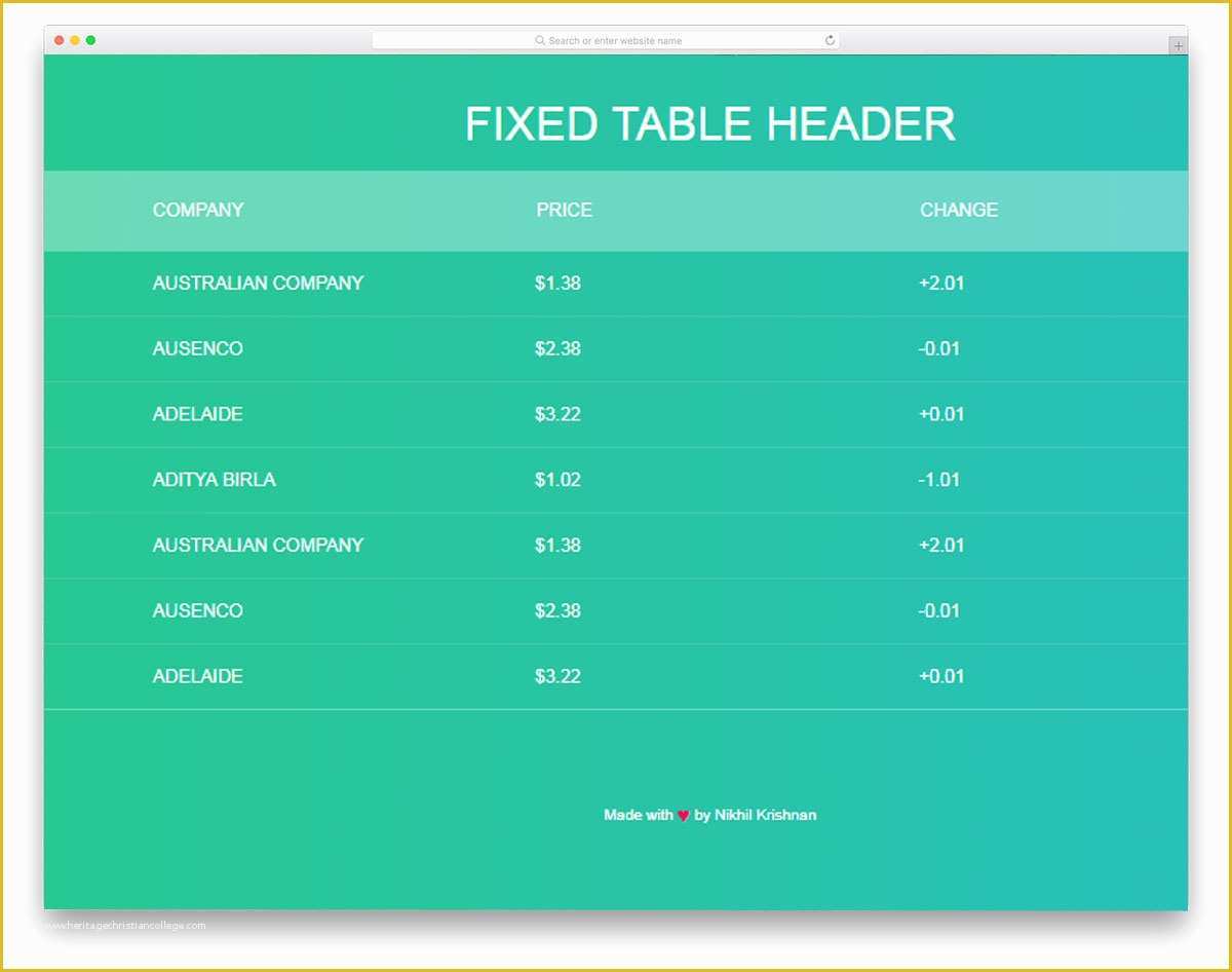 Fixed Header Website Templates Free Download Of 28 Best Css Table Templates for Creating Appealing Tables 2019