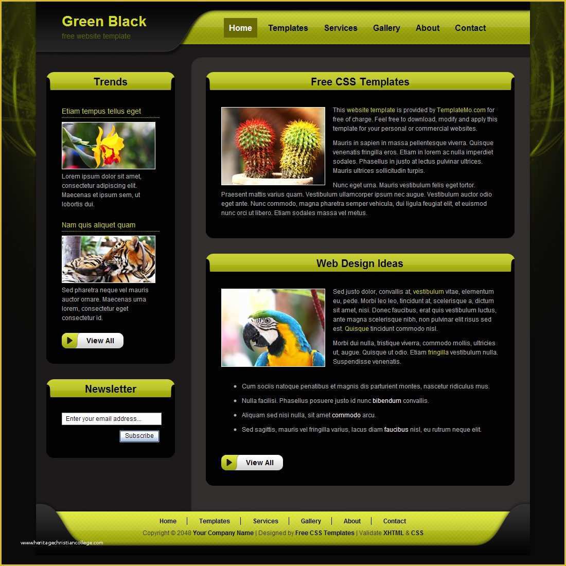 Fixed Header Website Templates Free Download Of Template 183 Green Black