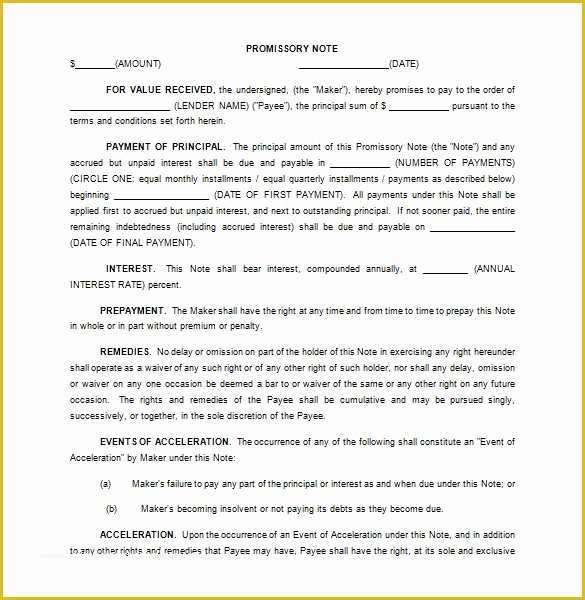 Florida Promissory Note Template Free Of 35 Promissory Note Templates Doc Pdf