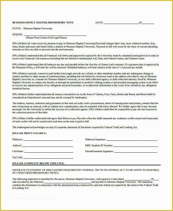 Florida Promissory Note Template Free Of 41 Free Note Templates