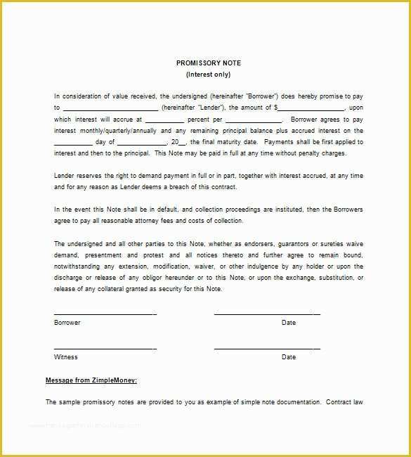 Florida Promissory Note Template Free Of 7 Blank Promissory Note Free Sample Example format