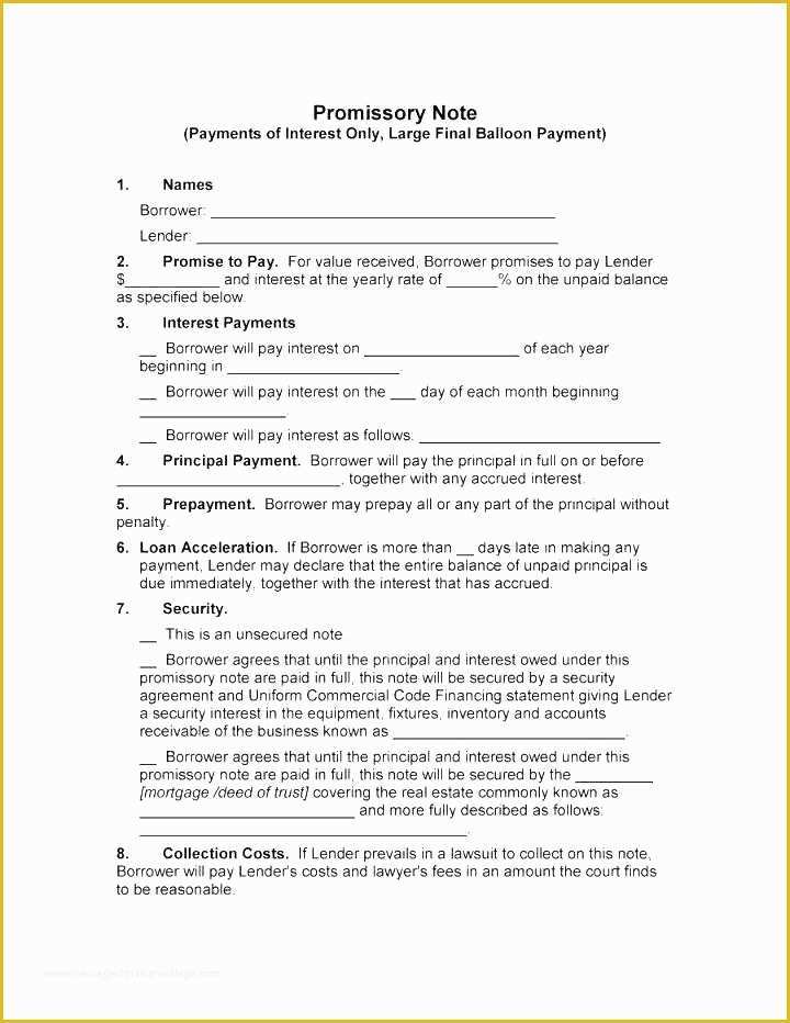 Florida Promissory Note Template Free Of Auto Promissory Note Template Unique Free Elegant