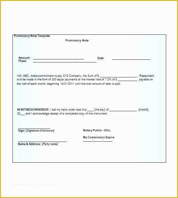 Florida Promissory Note Template Free Of Blank Promissory Note Templates Free Word Excel format