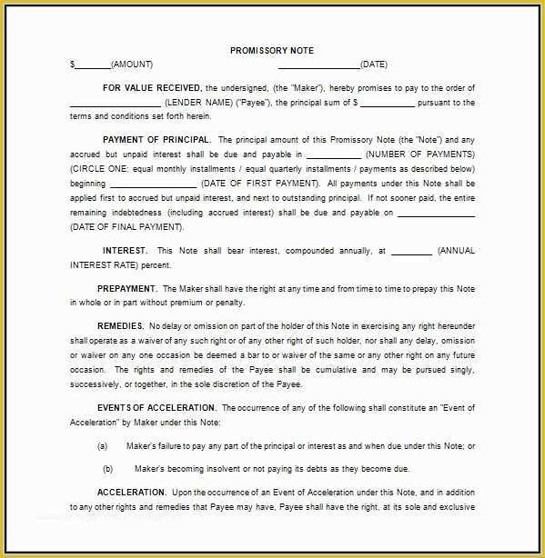 Florida Promissory Note Template Free Of Promissory Note Template Florida Free Template Resume
