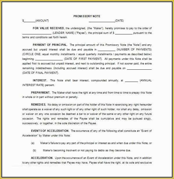 Florida Promissory Note Template Free Of Promissory Note Template Florida Free Template Resume