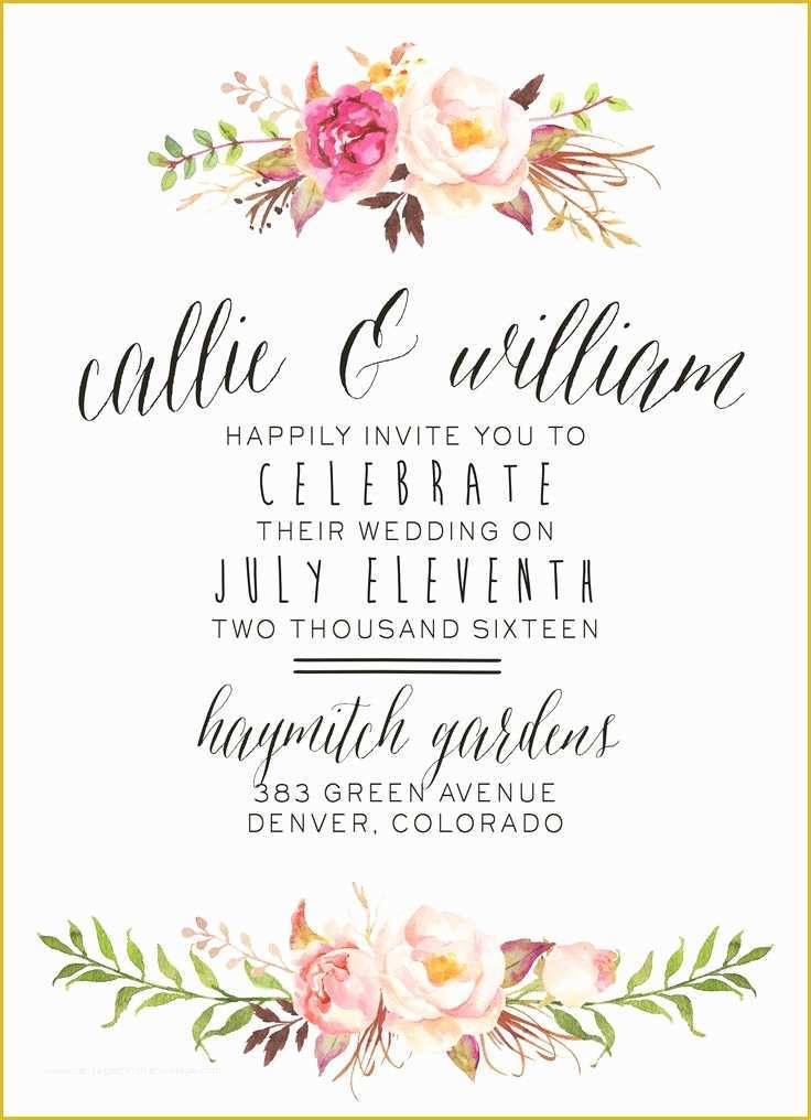 Flower Invitations Templates Free Of Bohemian Wedding Invitation Suite Diy Rustic Chic