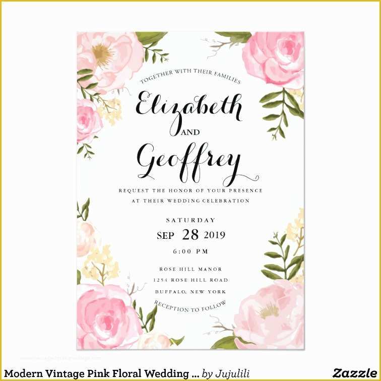 Flower Invitations Templates Free Of Modern Vintage Pink Floral Wedding Invitation
