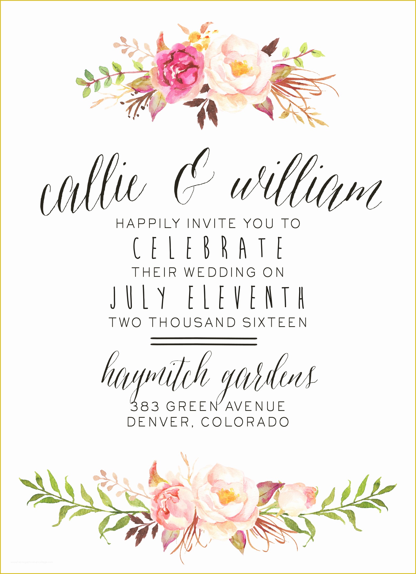 Flower Invitations Templates Free Of Watercolor Floral Wedding Invitation by Splash Silver