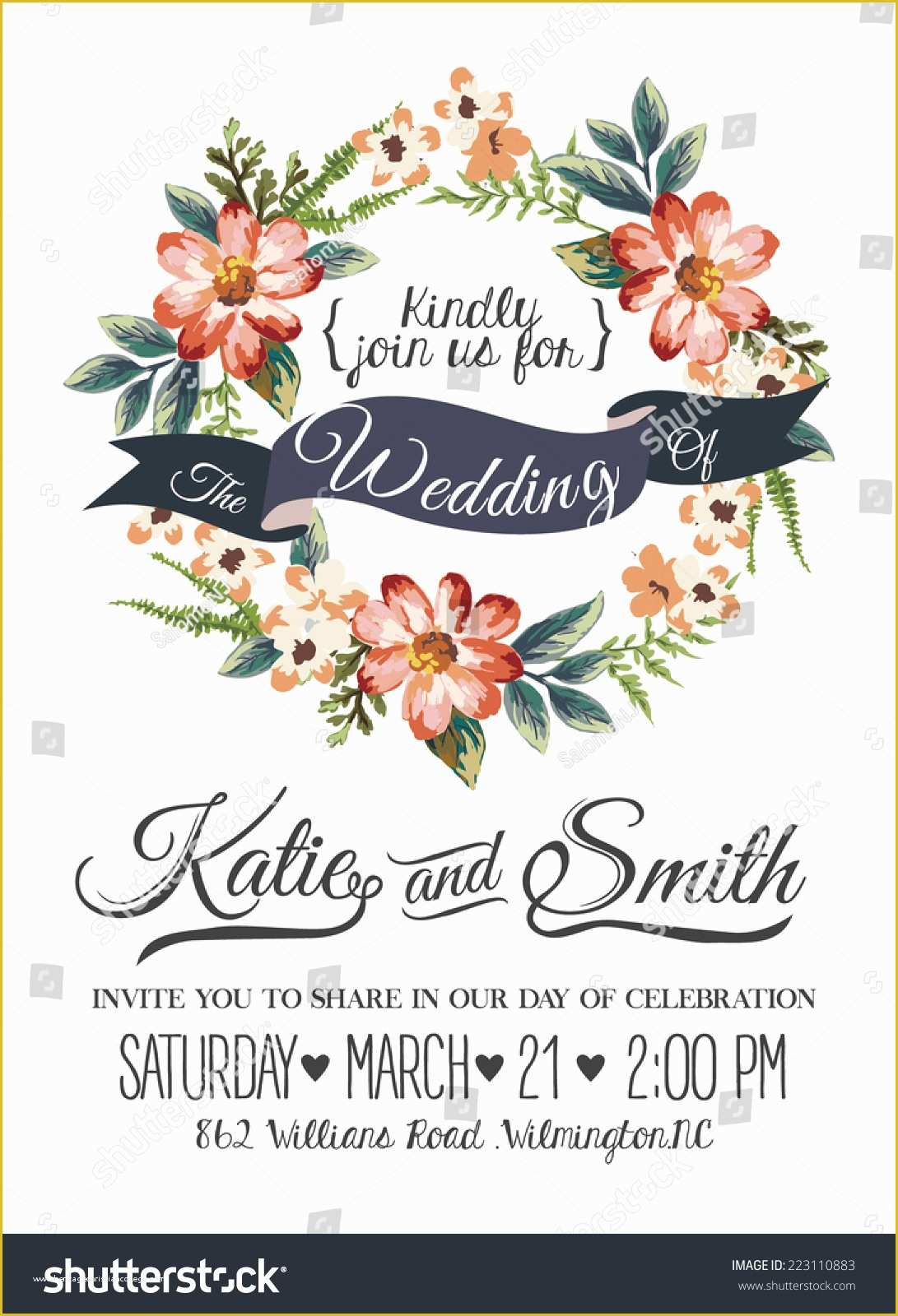 Flower Invitations Templates Free Of Wedding Invitation Card Romantic Flower Templates Stock