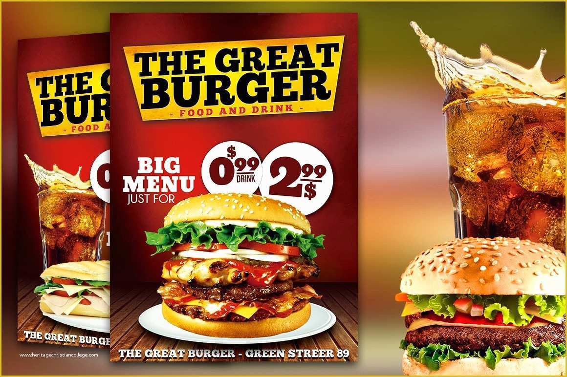 Food Banner Design Template Free Of Burger Fast Food Flyer Restaurant Flyer Templates