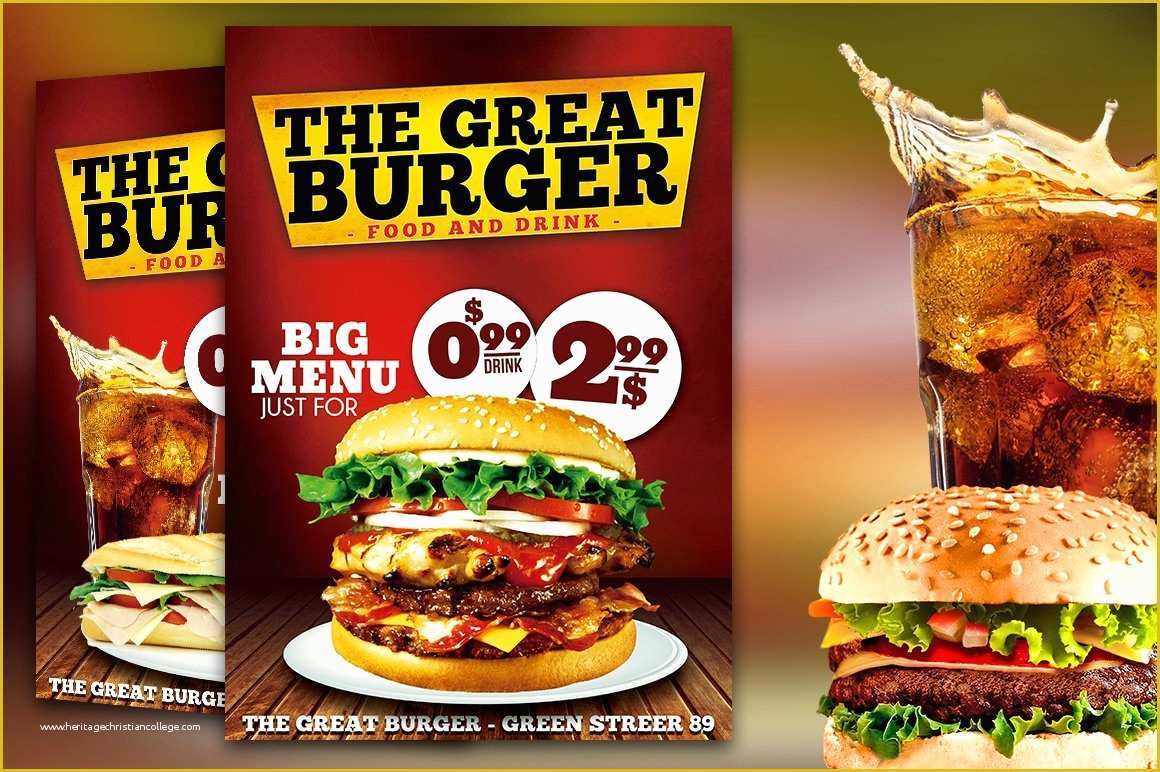 Food Banner Design Template Free Of Burger Fast Food Flyer Restaurant Flyer Templates