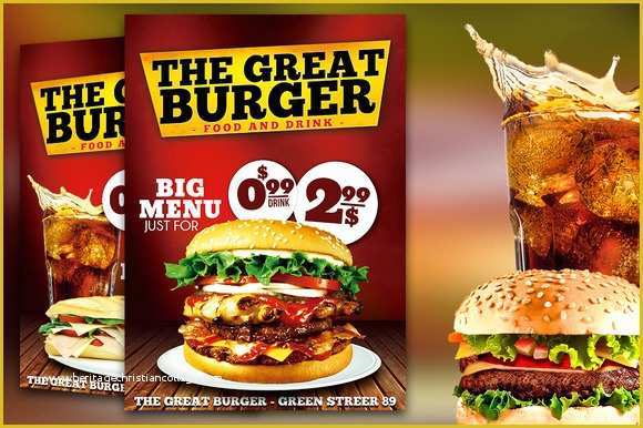 Food Banner Design Template Free Of Burger Fast Food Flyer Restaurant Flyer Templates On