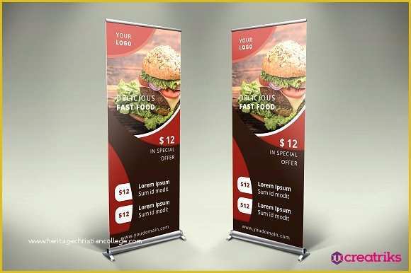 Food Banner Design Template Free Of Fast Food Roll Up Banner V008 Presentation Templates